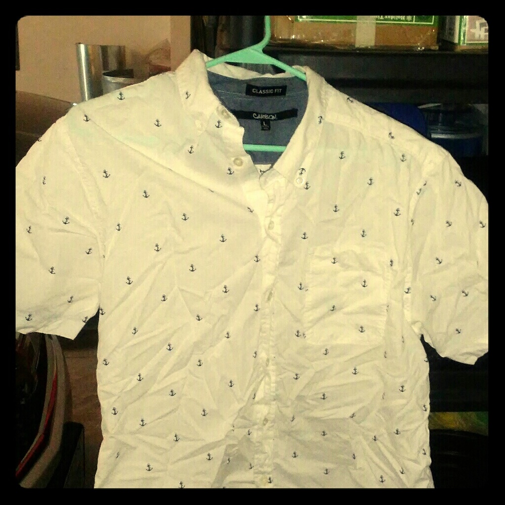 Carbon Men's white classic fit anchor shirt